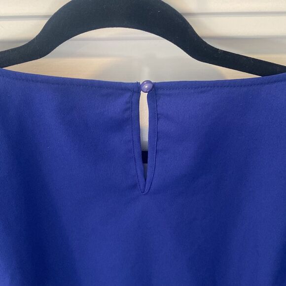 JUICY COUTURE Exaggerated Ruffle Flutter Sleeve Top Blouse Cobalt Blue Plus XXL - Picture 8 of 11